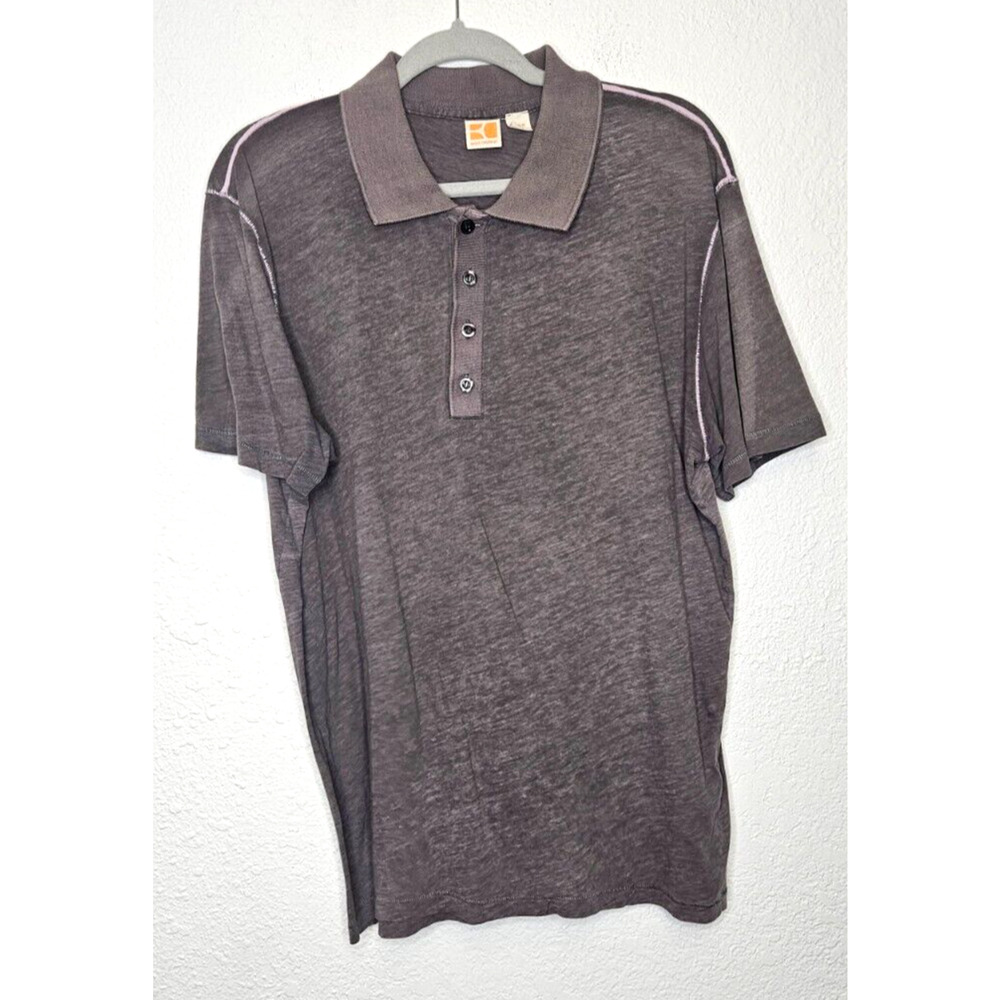 Boss Orange Mens Polo Shirt XXL Gray Short Sleeve Cotton Golf Active Preppy Thin
